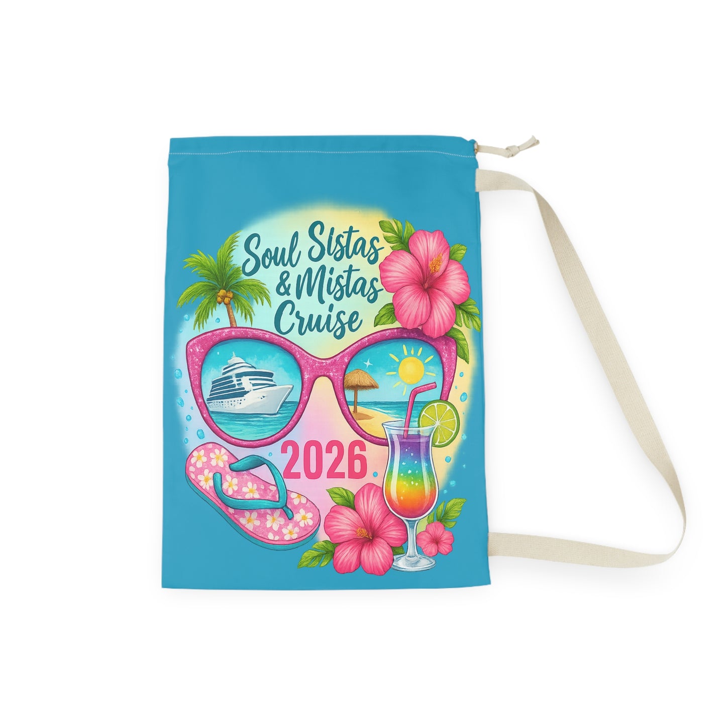 Soul Sistas and Mistas Cruise 2026 Laundry Bag | Beach Bag, Vacation Essential, Gift for Friends, Summer Travel, Nautical Theme