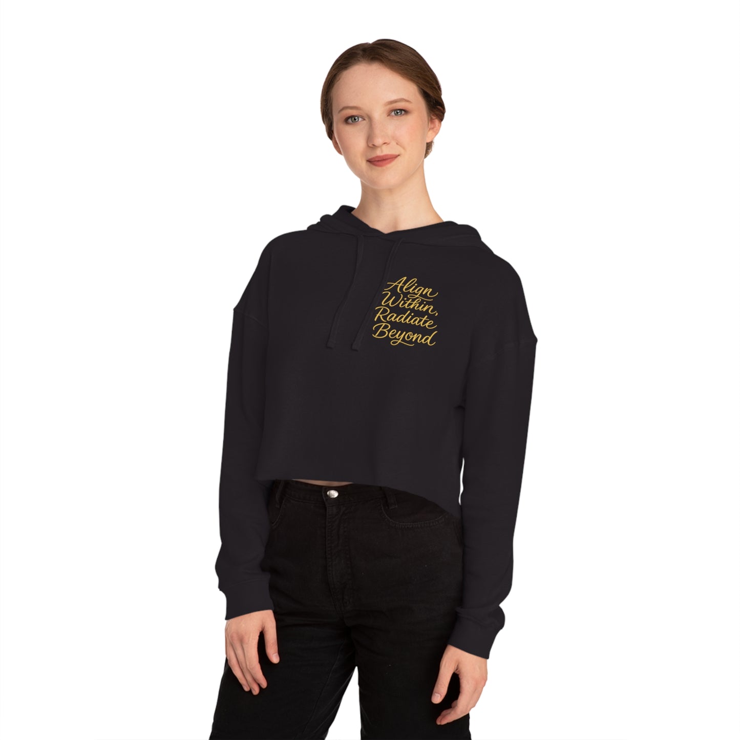 "Align Within Radiate Beyond" Chakra Women’s Cropped Hooded Sweatshirt