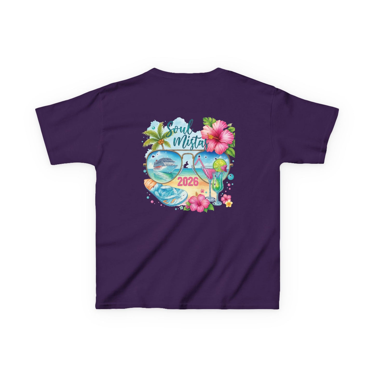 Soul Mistas Cruise 2026 Kids Summer Vibes Tee, Anchor Design, Tropical Fun Shirt, Vacation Wear, Beach Party Apparel, Gift for Kids