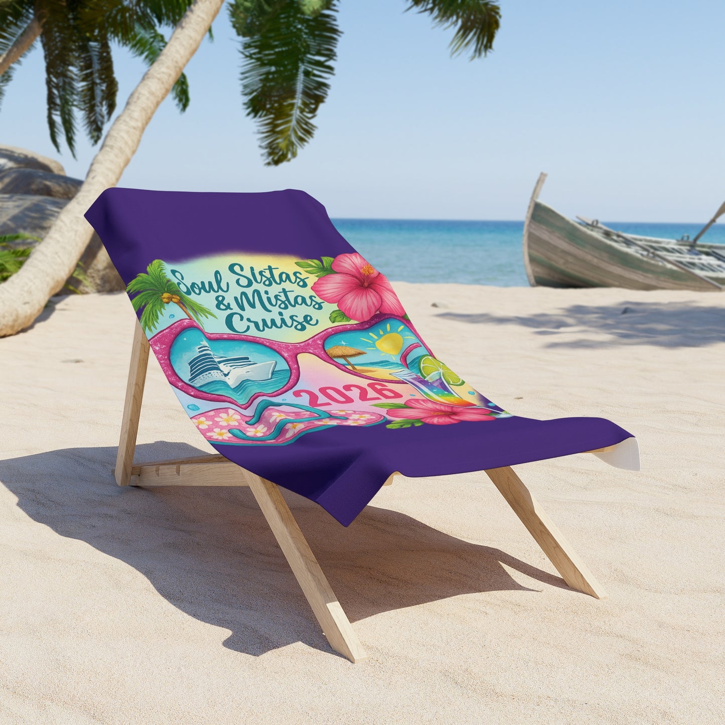 Soul Sistas and Mistas Cruise Beach Towel (Purple)