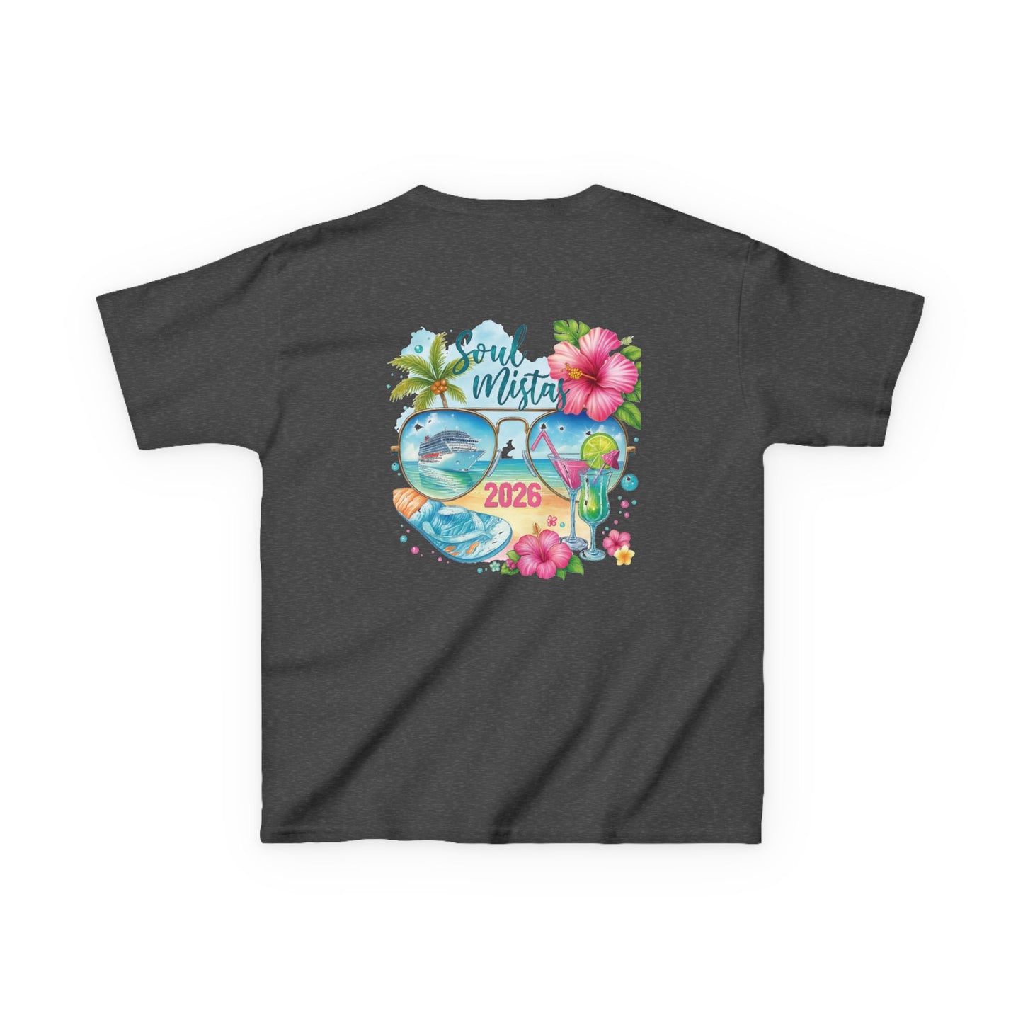 Soul Mistas Cruise 2026 Kids Summer Vibes Tee, Anchor Design, Tropical Fun Shirt, Vacation Wear, Beach Party Apparel, Gift for Kids