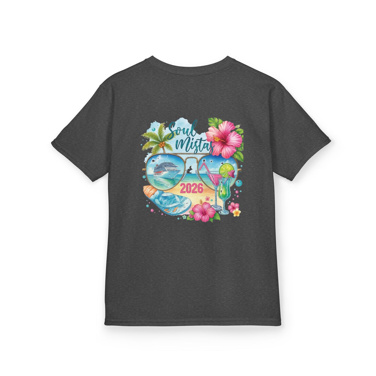 Soul Mistas Cruise 2026 Kids Summer Vibes Tee, Anchor Design, Tropical Fun Shirt, Vacation Wear, Beach Party Apparel, Gift for Kids