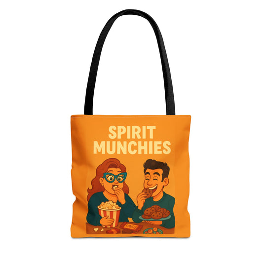 Spirt Munchies Grocery Tote Bag, AOP, Gift for Movie Lovers, Stylish Shopping Bag, Vacation Tote, Unique Art Print Bag
