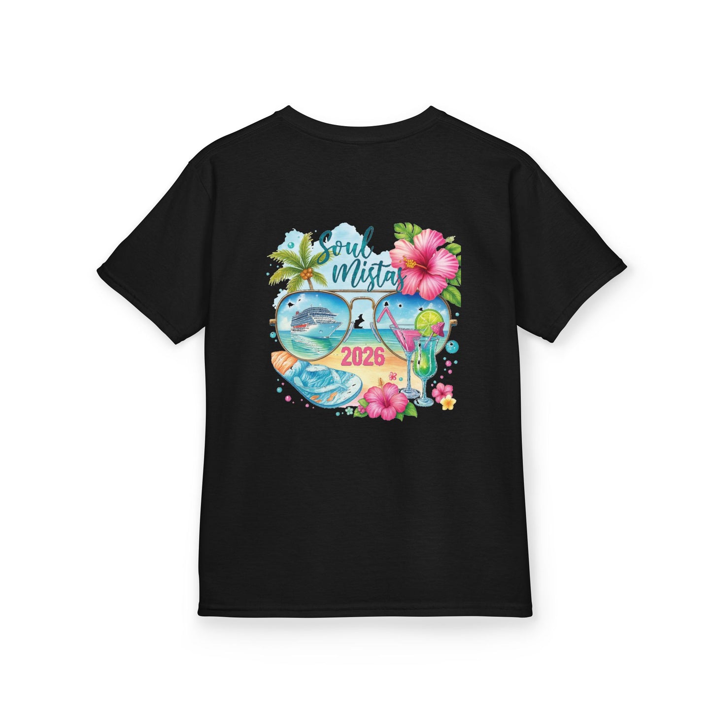 Soul Mistas Cruise 2026 Kids Summer Vibes Tee, Anchor Design, Tropical Fun Shirt, Vacation Wear, Beach Party Apparel, Gift for Kids