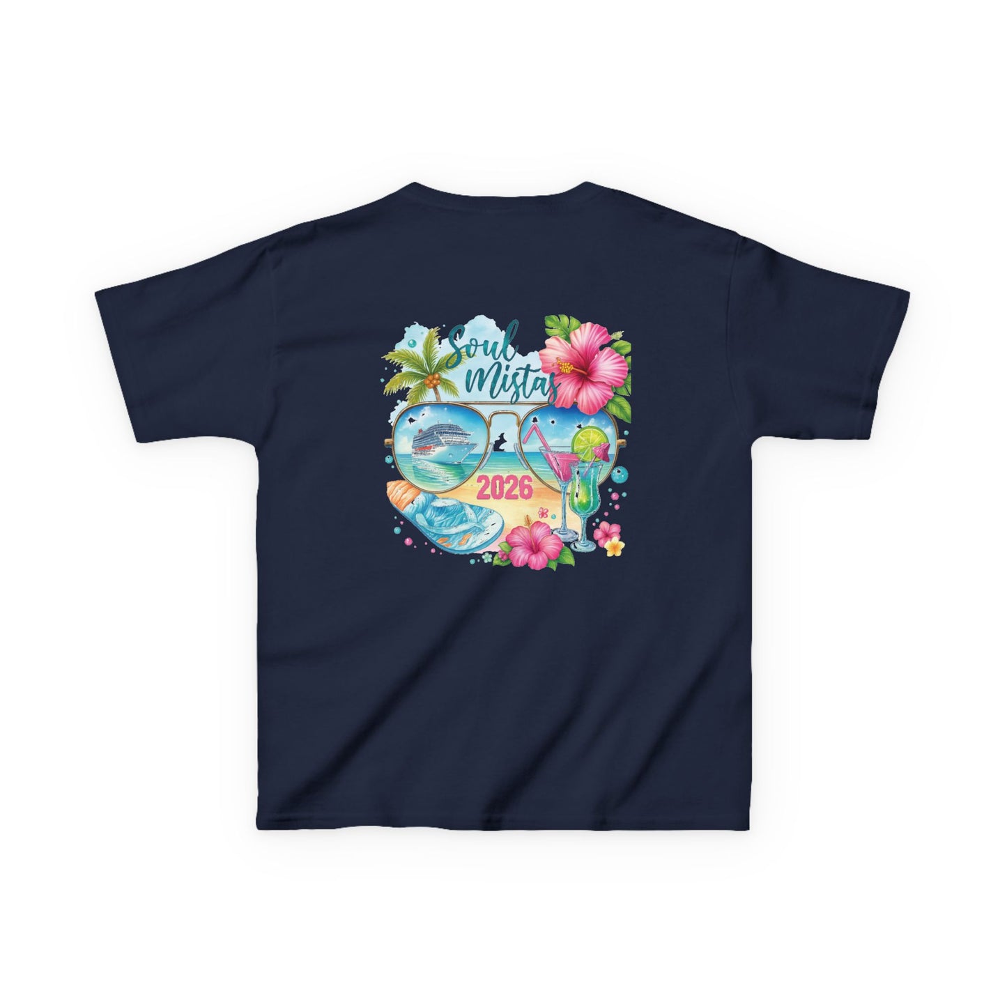 Soul Mistas Cruise 2026 Kids Summer Vibes Tee, Anchor Design, Tropical Fun Shirt, Vacation Wear, Beach Party Apparel, Gift for Kids