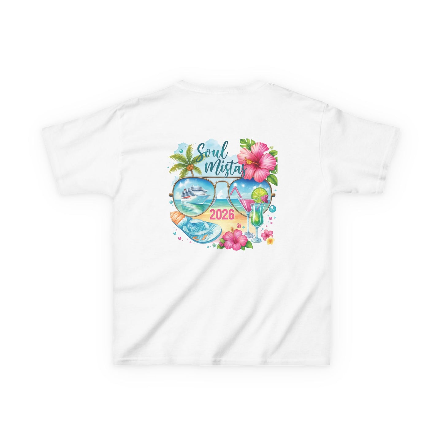 Soul Mistas Cruise 2026 Kids Summer Vibes Tee, Anchor Design, Tropical Fun Shirt, Vacation Wear, Beach Party Apparel, Gift for Kids