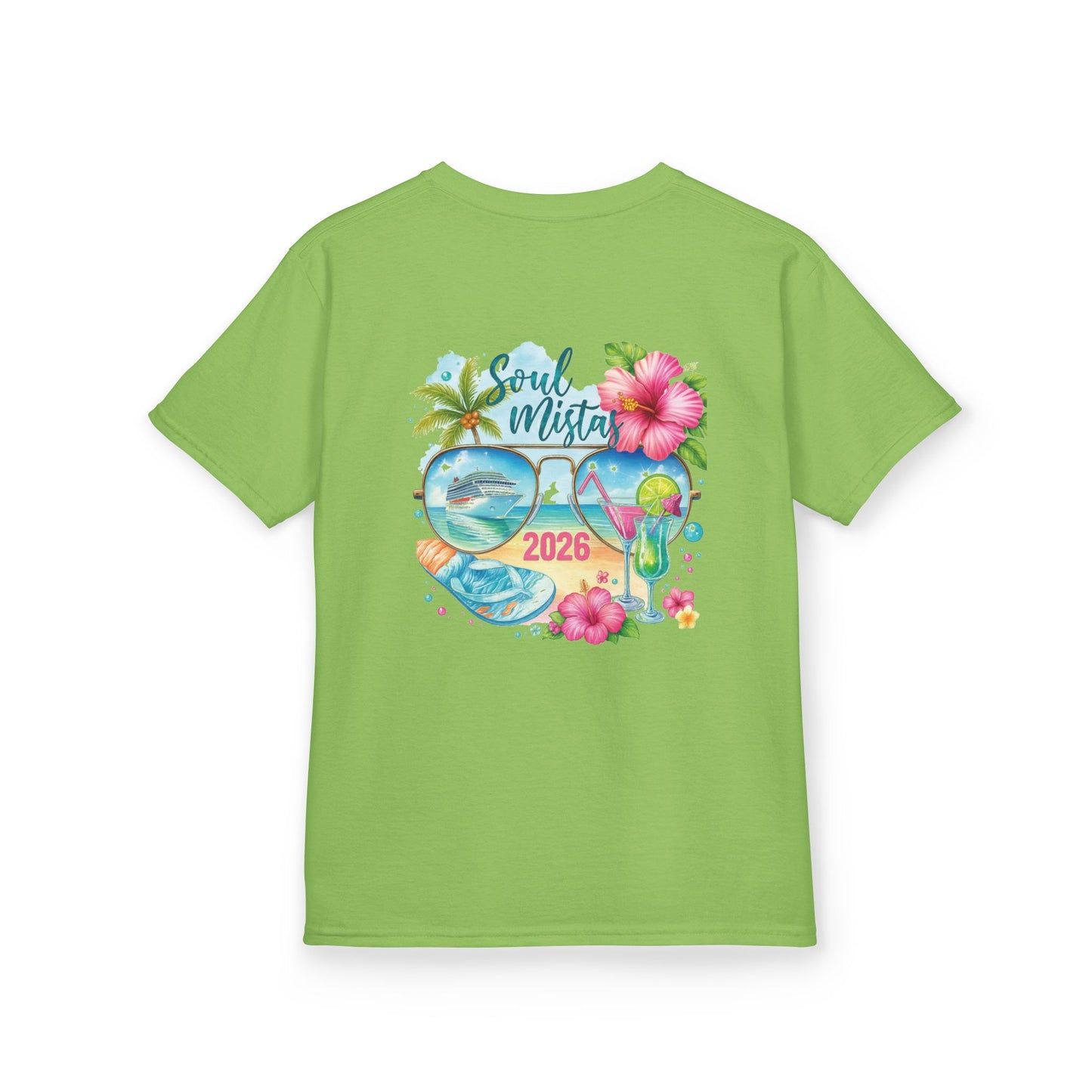 Soul Mistas Cruise 2026 Kids Summer Vibes Tee, Anchor Design, Tropical Fun Shirt, Vacation Wear, Beach Party Apparel, Gift for Kids
