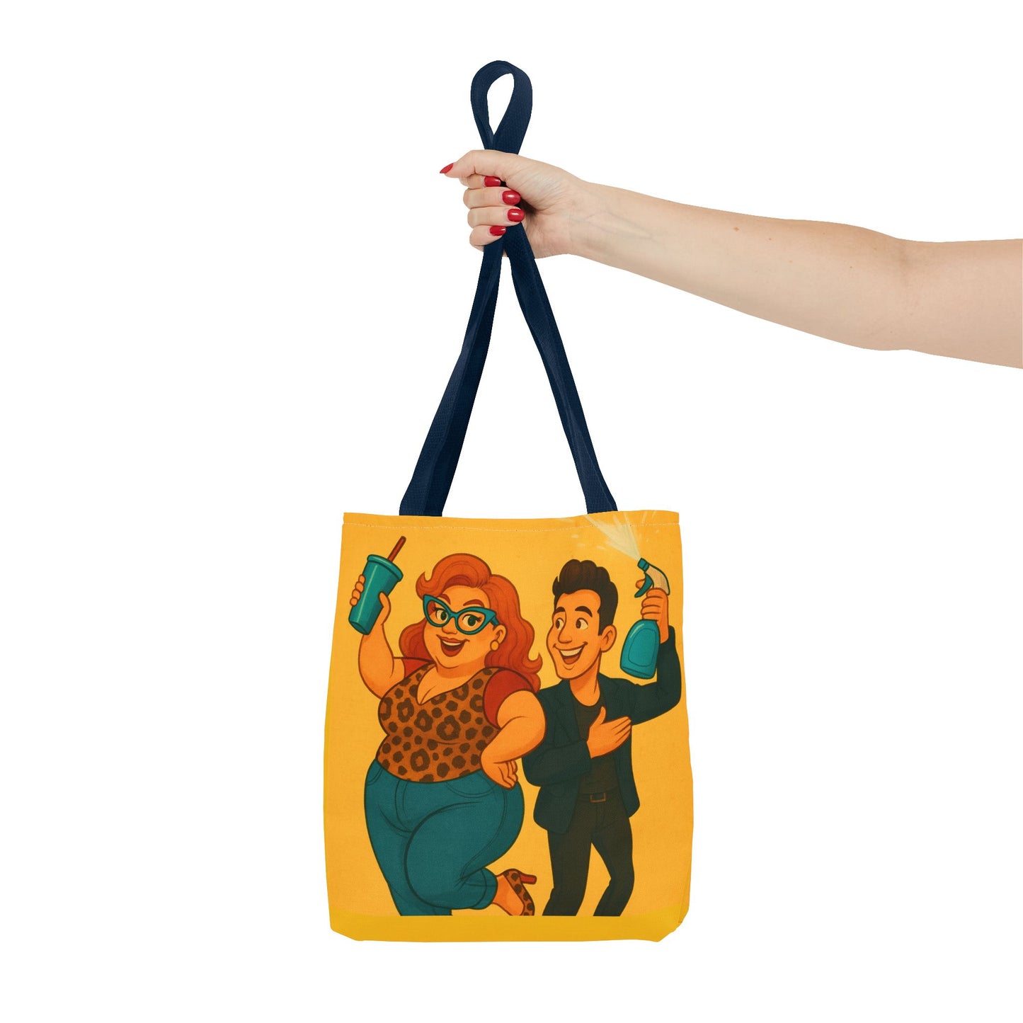 Fun Character Tote Bag, AOP, Gift for Movie Lovers, Stylish Shopping Bag, Vacation Tote, Unique Art Print Bag