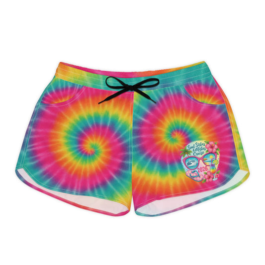 Soul Sistas and Mistas Cruise 2026 (Tie-Dye) Vibrant Tie-Dye Women’s Casual Shorts, Trendy Summer Shorts, Festival Wear, Beach Outfit, Comfortable Lounge Shorts