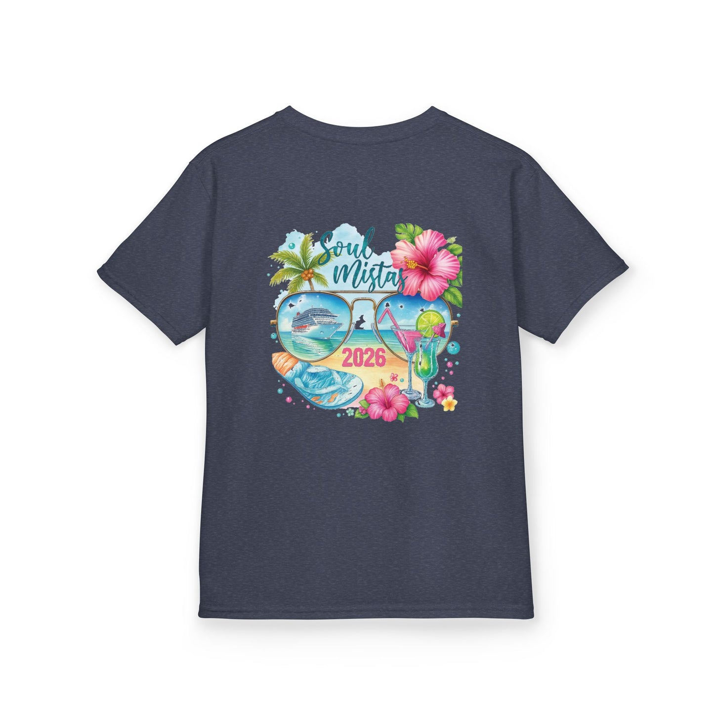 Soul Mistas Cruise 2026 Kids Summer Vibes Tee, Anchor Design, Tropical Fun Shirt, Vacation Wear, Beach Party Apparel, Gift for Kids