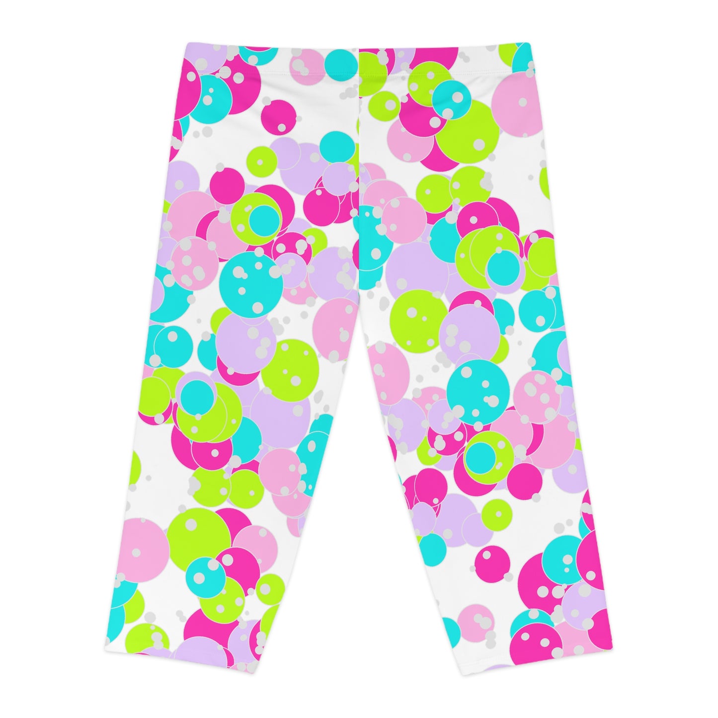 Vibrant Women's Capri Leggings with Colorful Dot Print, Perfect for Casual Wear, Yoga, Fitness, Summer Vibes, Stylish Activewear