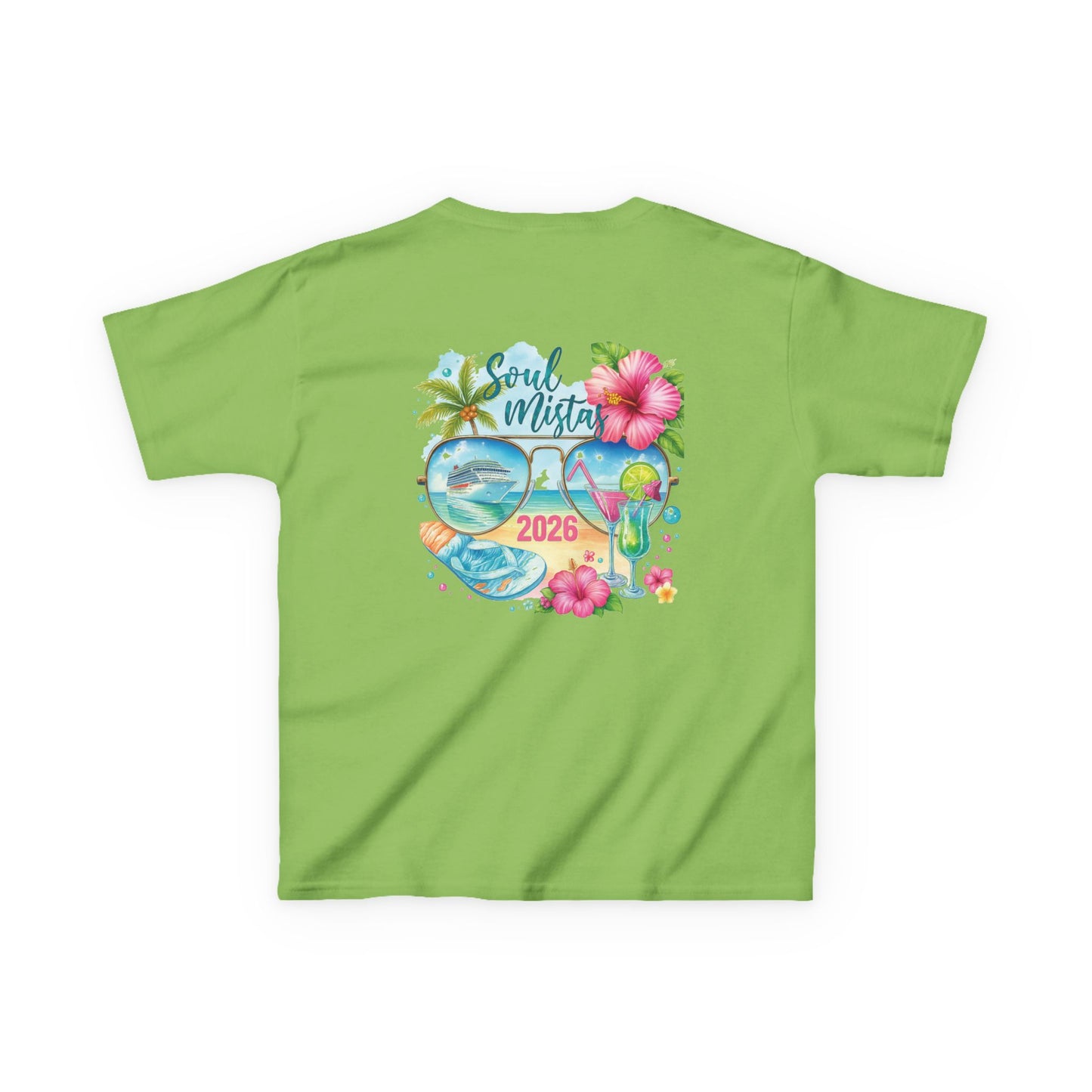 Soul Mistas Cruise 2026 Kids Summer Vibes Tee, Anchor Design, Tropical Fun Shirt, Vacation Wear, Beach Party Apparel, Gift for Kids