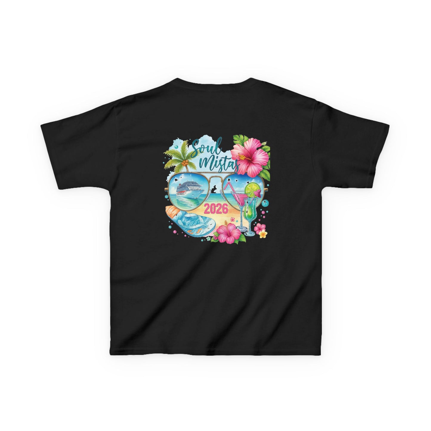 Soul Mistas Cruise 2026 Kids Summer Vibes Tee, Anchor Design, Tropical Fun Shirt, Vacation Wear, Beach Party Apparel, Gift for Kids