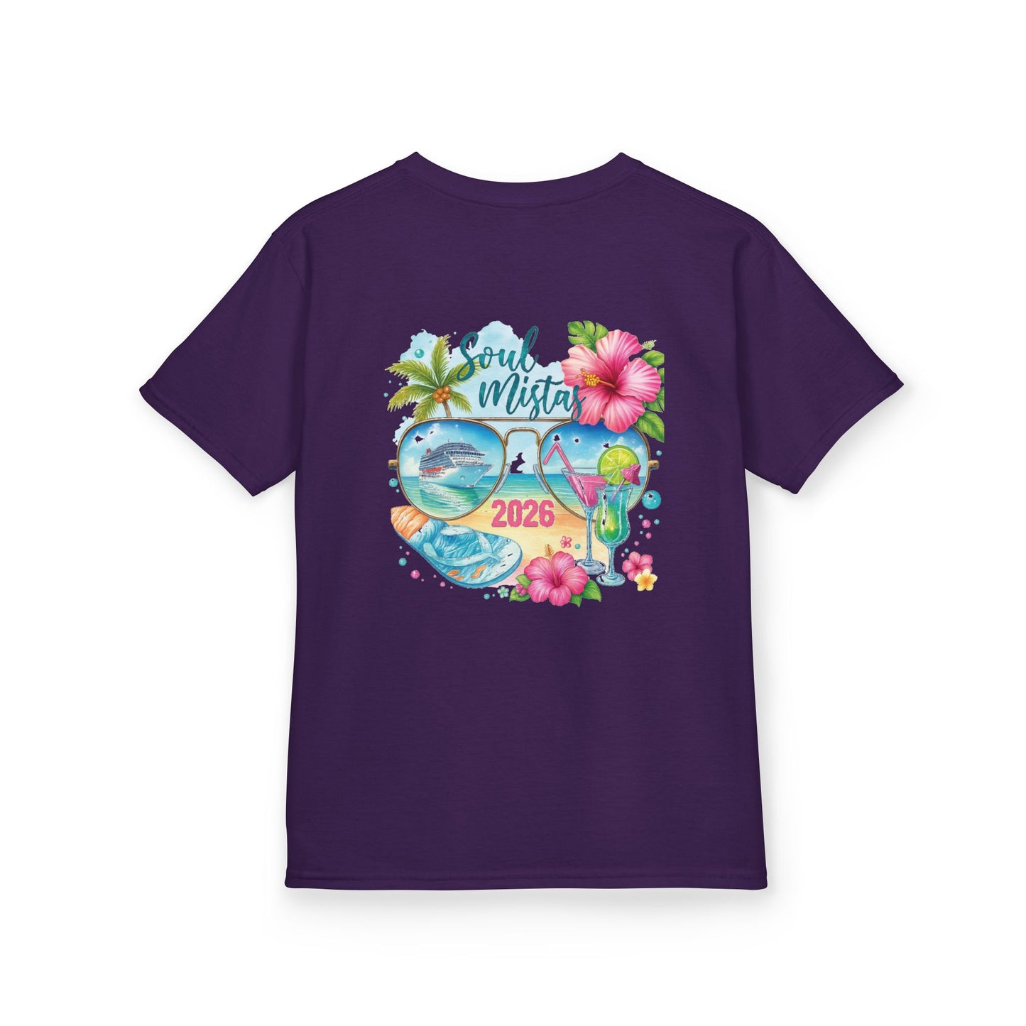 Soul Mistas Cruise 2026 Kids Summer Vibes Tee, Anchor Design, Tropical Fun Shirt, Vacation Wear, Beach Party Apparel, Gift for Kids