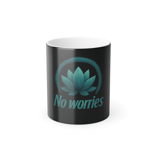 "No Worries" Masculine Color Morphing Mug, 11oz