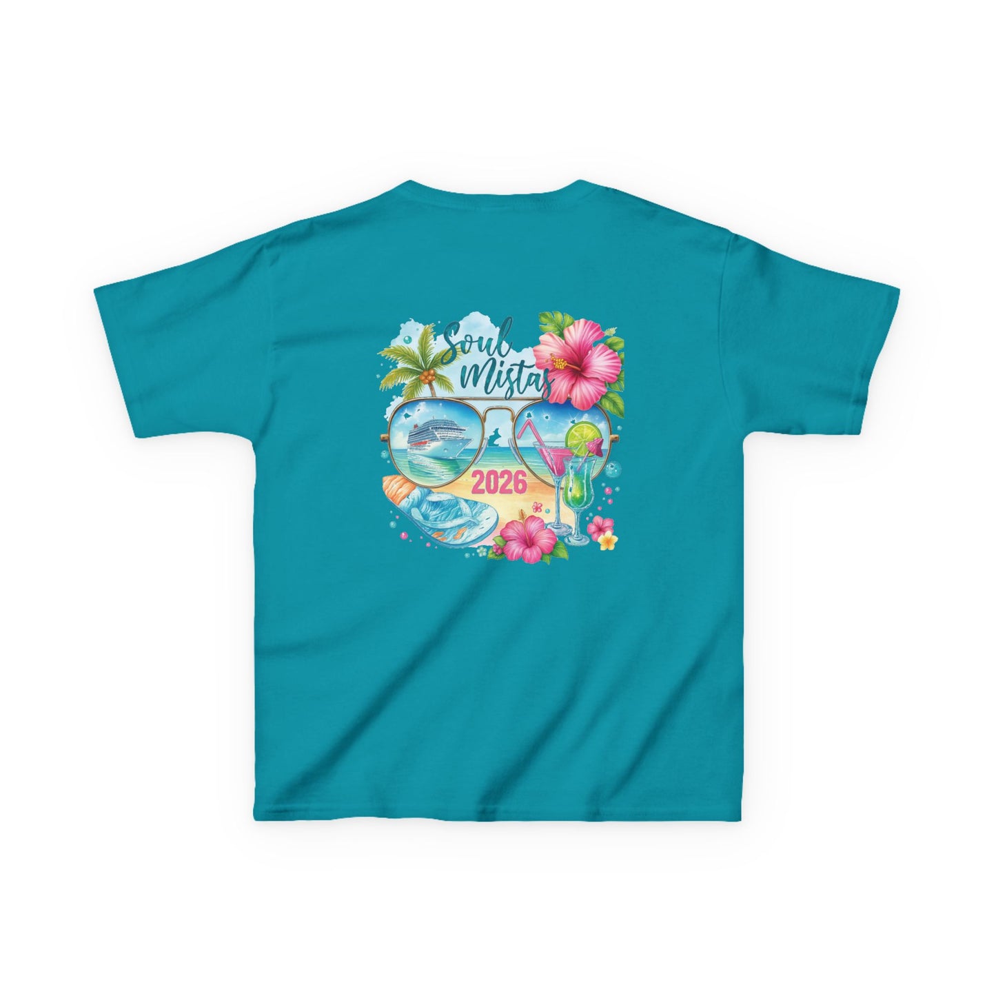 Soul Mistas Cruise 2026 Kids Summer Vibes Tee, Anchor Design, Tropical Fun Shirt, Vacation Wear, Beach Party Apparel, Gift for Kids