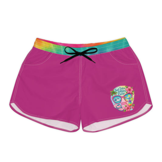 Soul Sistas and Mistas Cruise 2026 Vibrant Pink Women’s Casual Shorts, Trendy Summer Shorts, Festival Wear, Beach Outfit, Comfortable Lounge Shorts