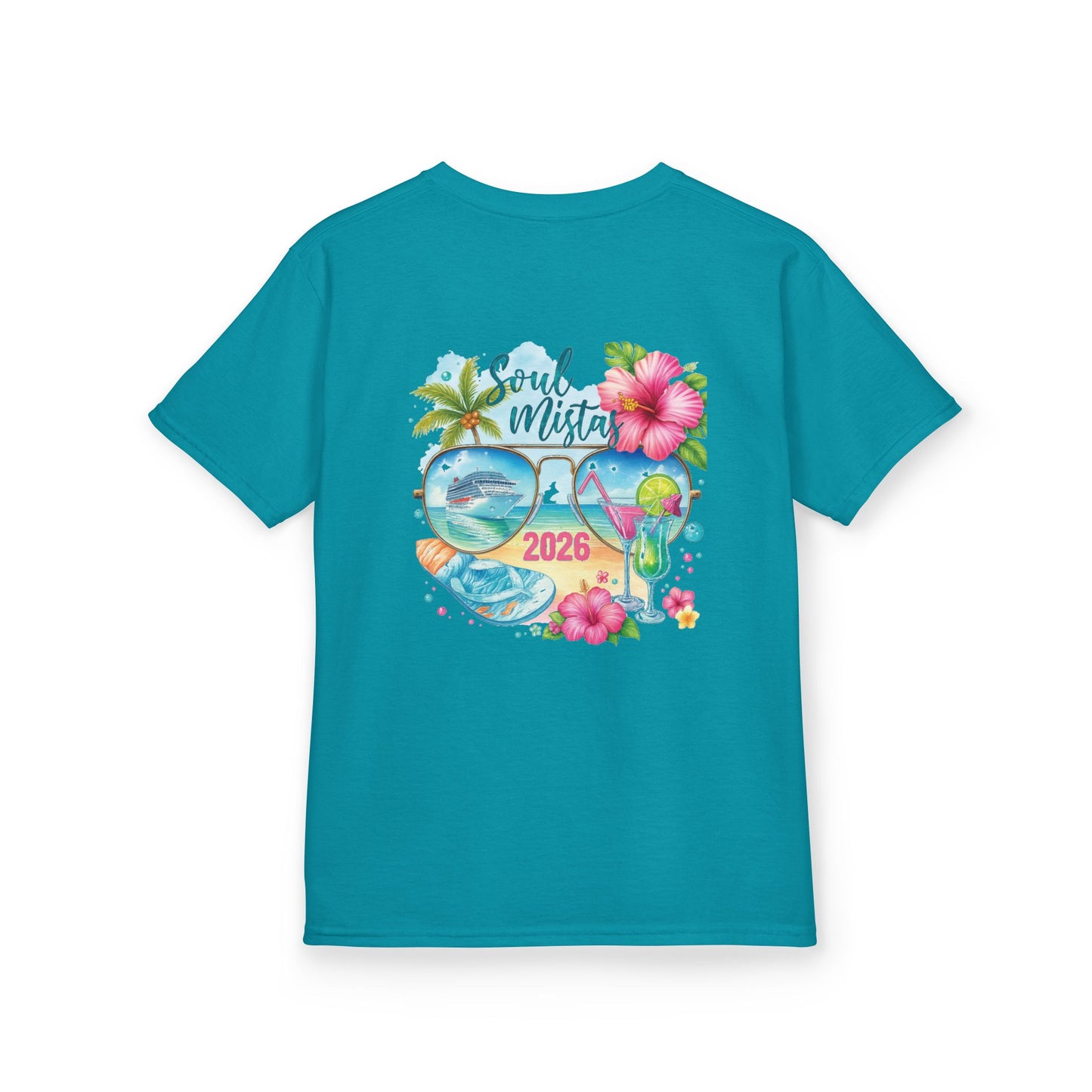 Soul Mistas Cruise 2026 Kids Summer Vibes Tee, Anchor Design, Tropical Fun Shirt, Vacation Wear, Beach Party Apparel, Gift for Kids