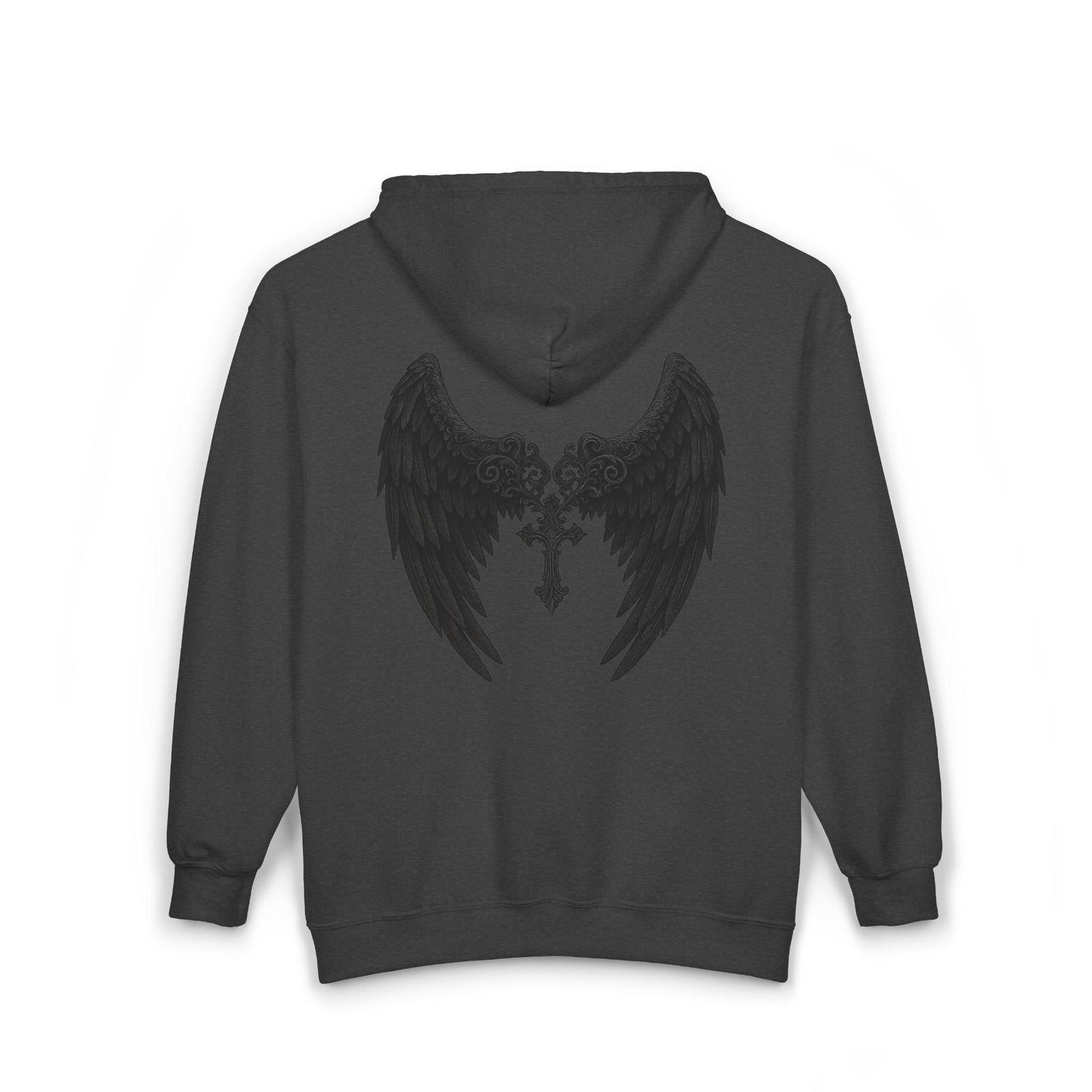 Gothic Wings Full Zip Hoodie, Unisex Heavy Blend Sweatshirt, Gift for Him/Her, Casual Wear, Gothic Style, Cozy Jacket