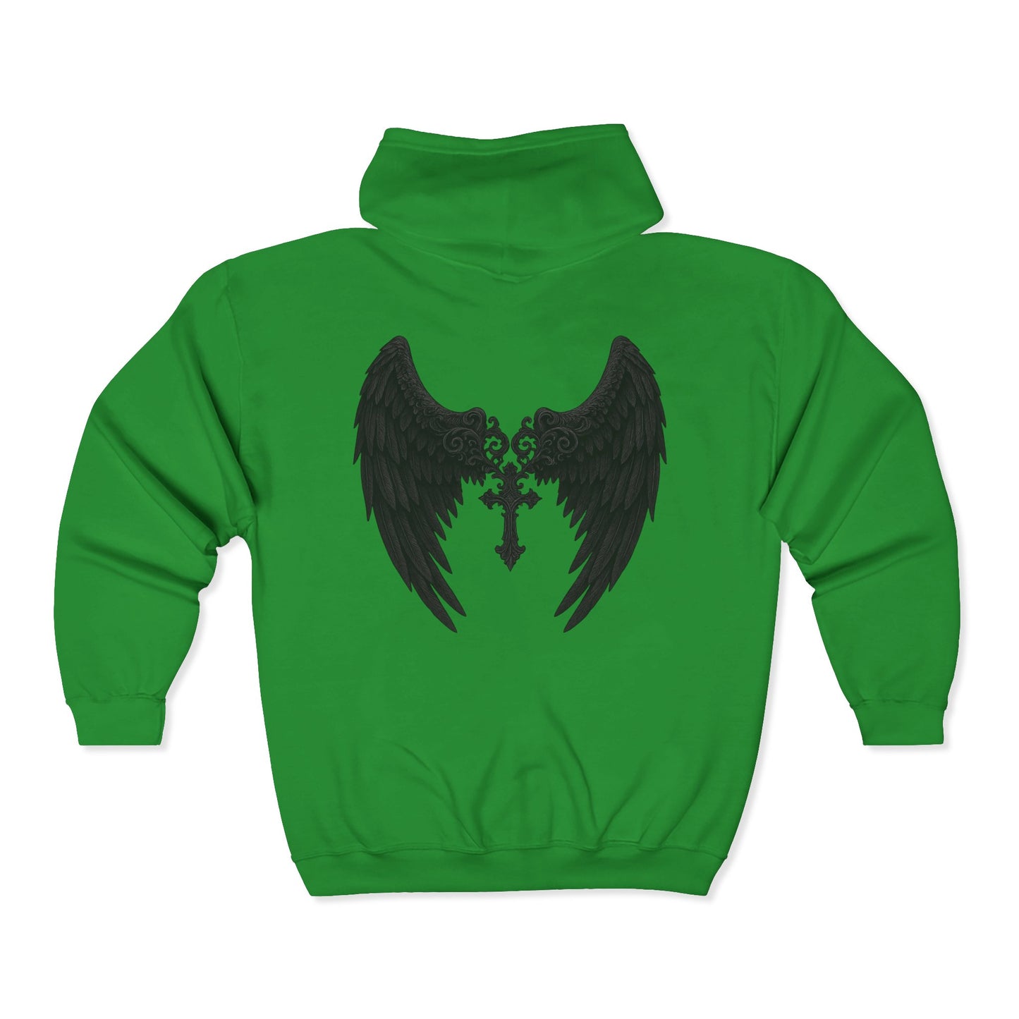 Gothic Wings Full Zip Hoodie, Unisex Heavy Blend Sweatshirt, Gift for Him/Her, Casual Wear, Gothic Style, Cozy Jacket
