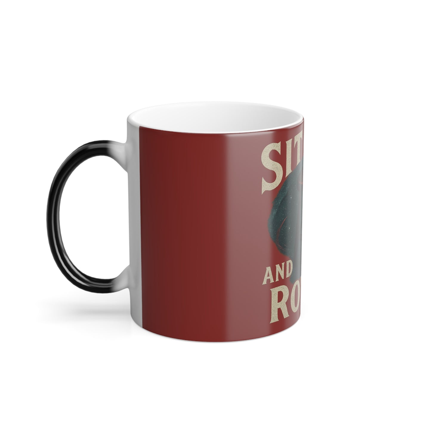 "Sit on it and rotate" Masculine Color Morphing Mug, 11oz
