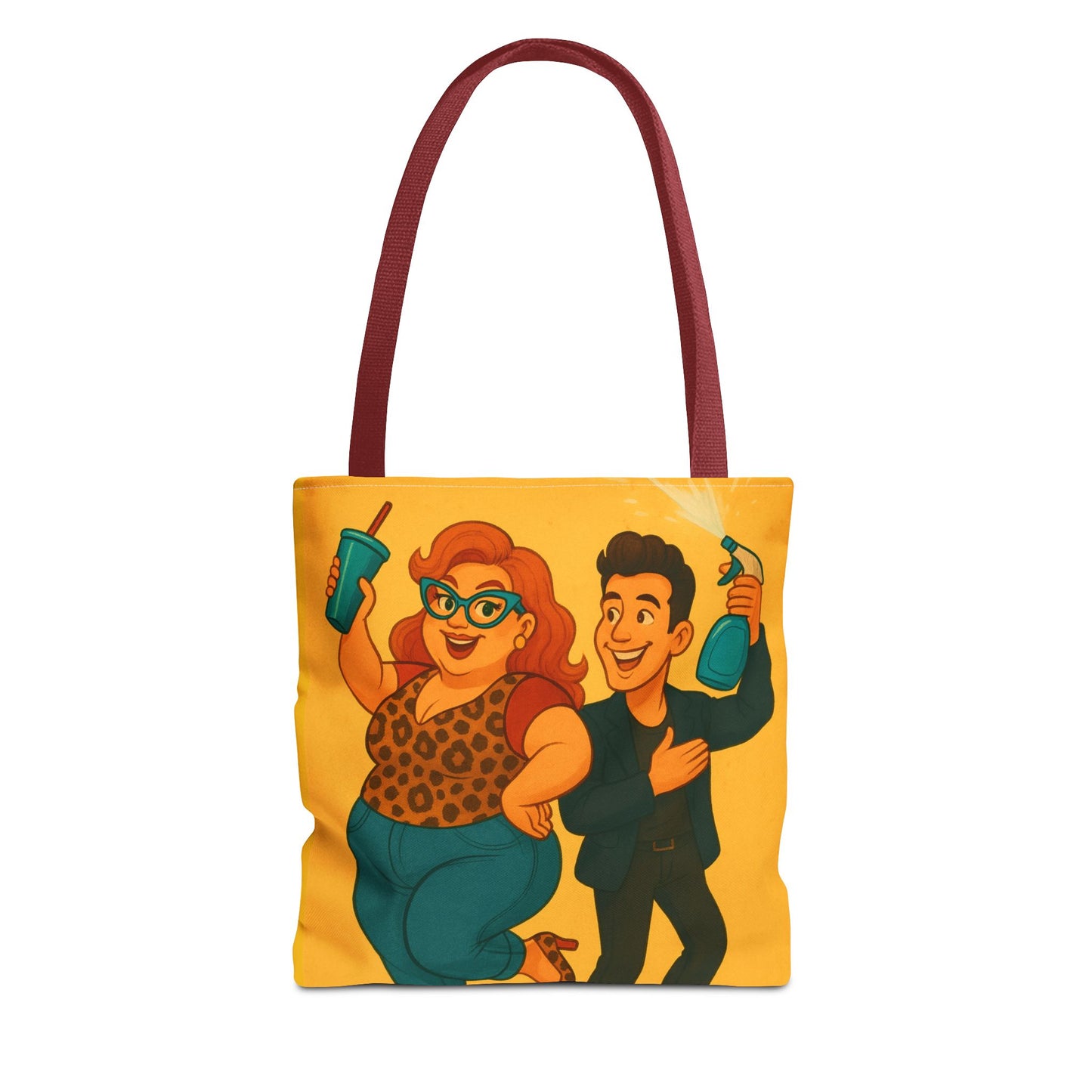 Fun Character Tote Bag, AOP, Gift for Movie Lovers, Stylish Shopping Bag, Vacation Tote, Unique Art Print Bag