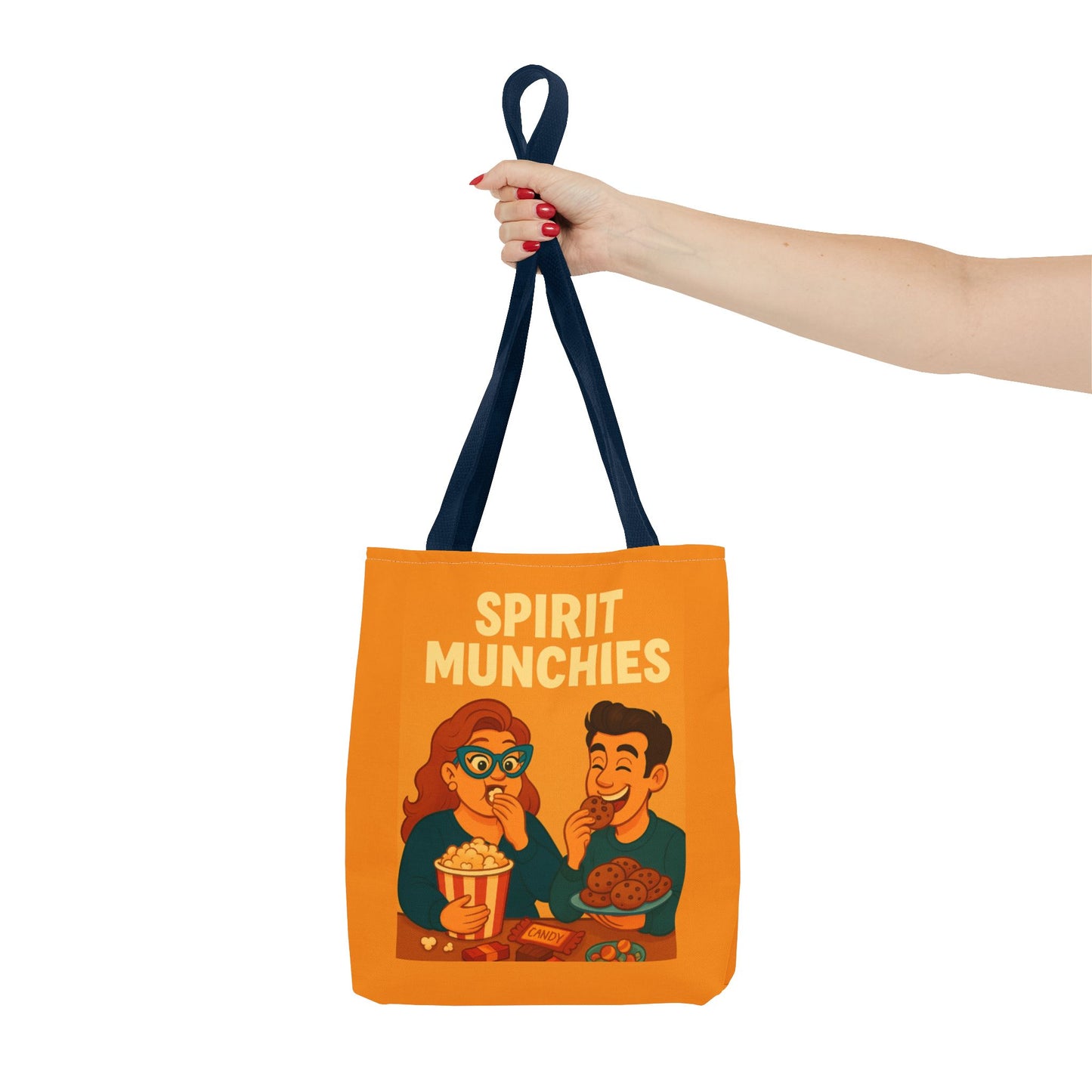 Spirt Munchies Grocery  Tote Bag, AOP, Gift for Movie Lovers, Stylish Shopping Bag, Vacation Tote, Unique Art Print Bag