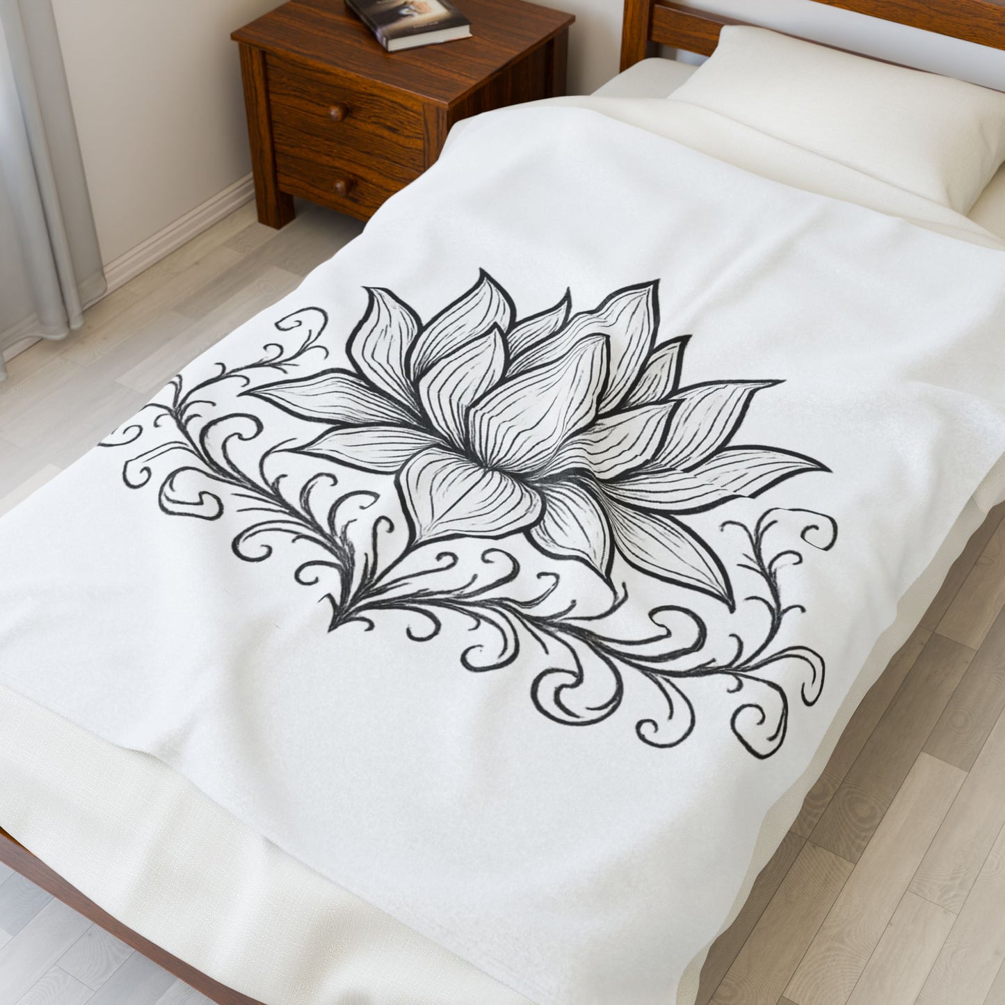 Lotus Tribal Velveteen Plush Blanket