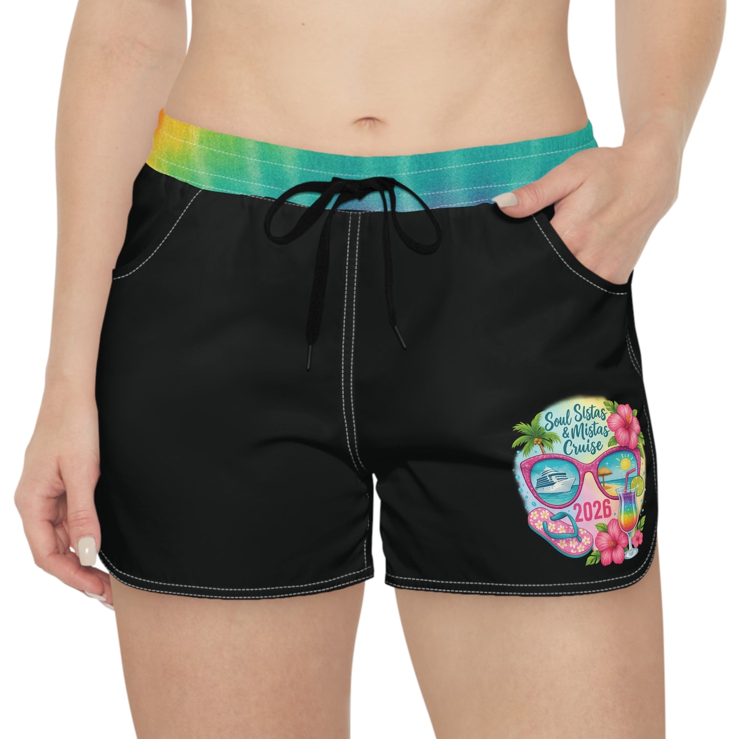 Soul Sistas and Mistas Cruise 2026 Vibrant Black Women’s Casual Shorts, Trendy Summer Shorts, Festival Wear, Beach Outfit, Comfortable Lounge Shorts