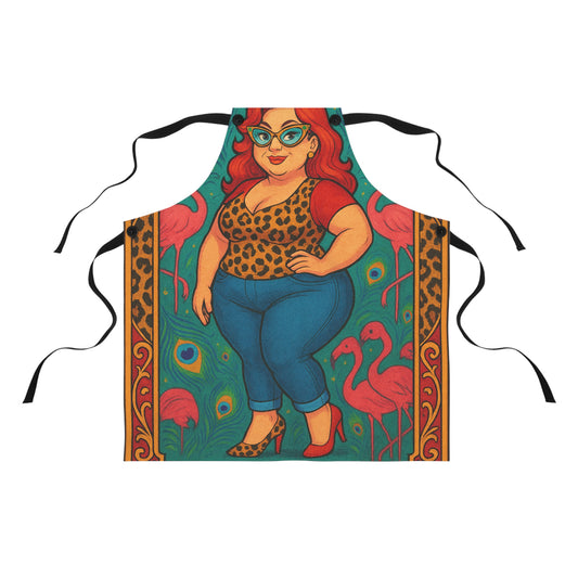 Stylish Chef Apron, Fun Cooking Gift, Unique Home Kitchen Wear, Cooking Enthusiast Gift, Colorful Art Apron with Flamingos