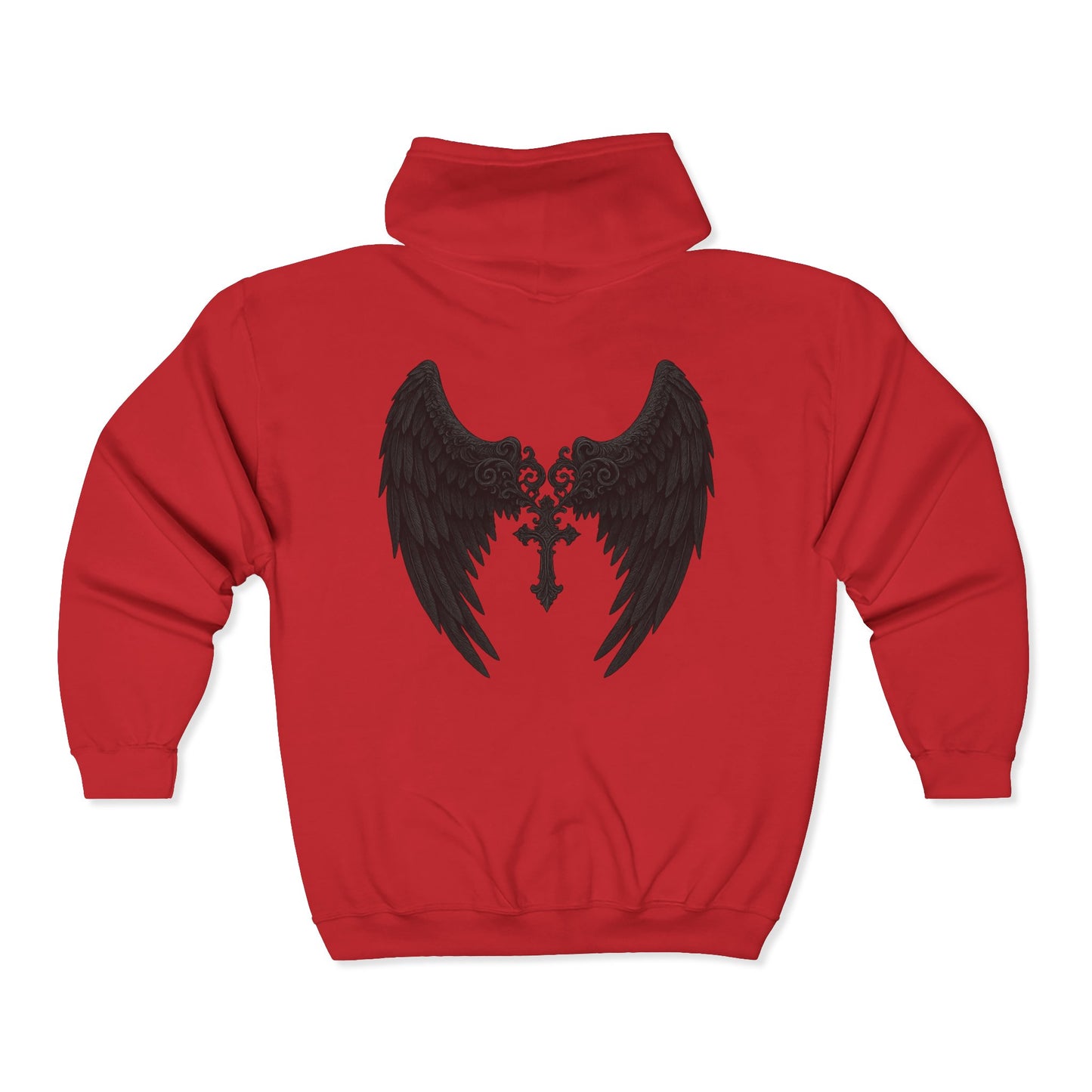 Gothic Wings Full Zip Hoodie, Unisex Heavy Blend Sweatshirt, Gift for Him/Her, Casual Wear, Gothic Style, Cozy Jacket
