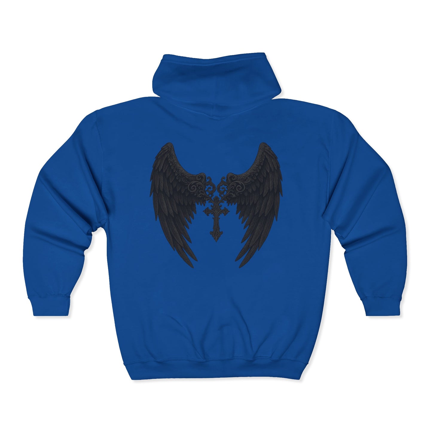 Gothic Wings Full Zip Hoodie, Unisex Heavy Blend Sweatshirt, Gift for Him/Her, Casual Wear, Gothic Style, Cozy Jacket