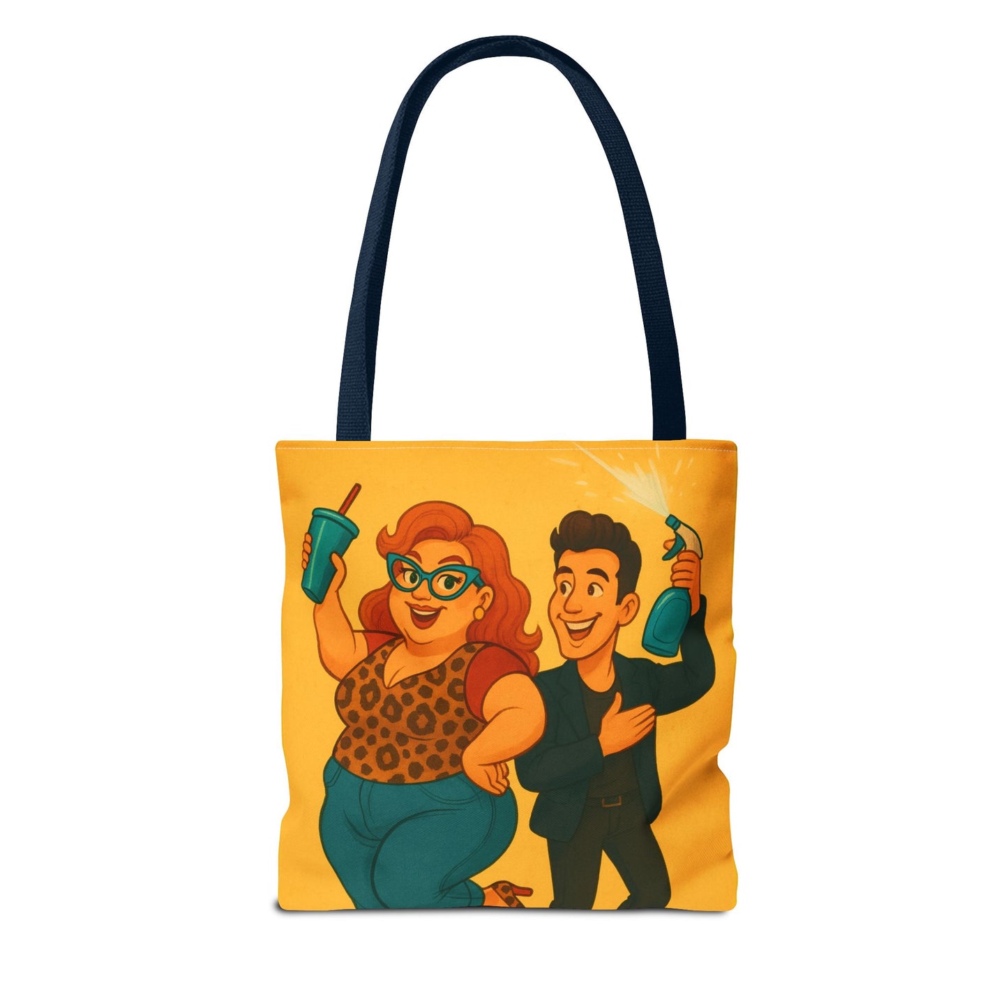 Fun Character Tote Bag, AOP, Gift for Movie Lovers, Stylish Shopping Bag, Vacation Tote, Unique Art Print Bag