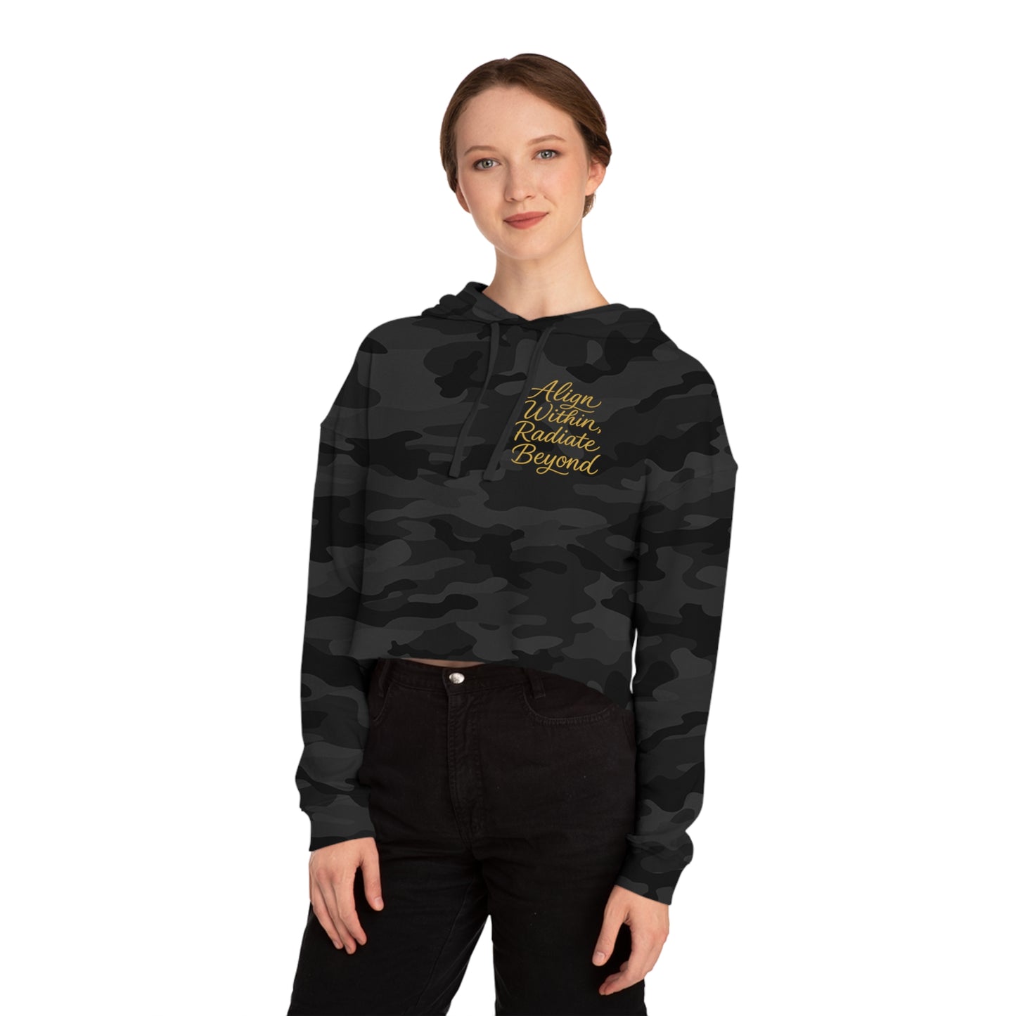 "Align Within Radiate Beyond" Chakra Women’s Cropped Hooded Sweatshirt