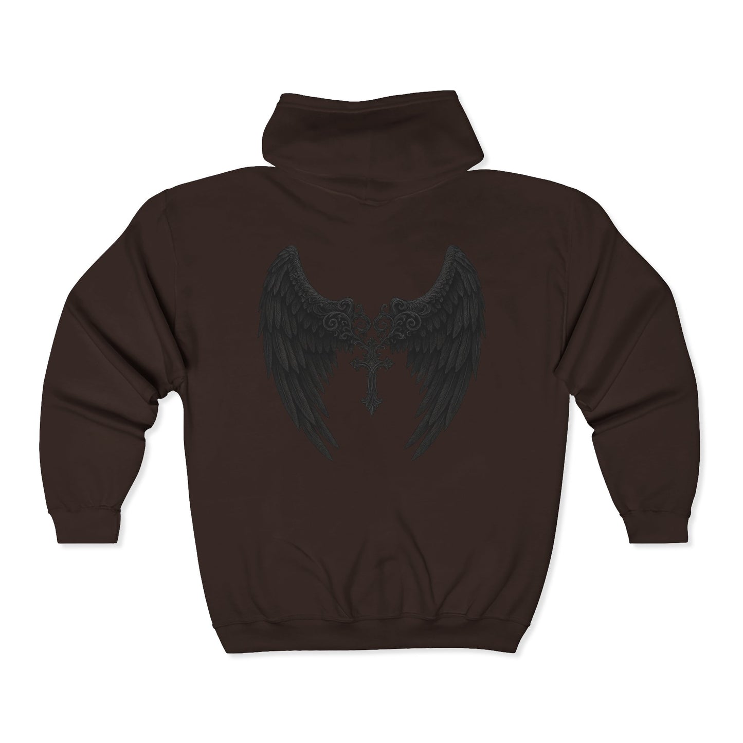 Gothic Wings Full Zip Hoodie, Unisex Heavy Blend Sweatshirt, Gift for Him/Her, Casual Wear, Gothic Style, Cozy Jacket