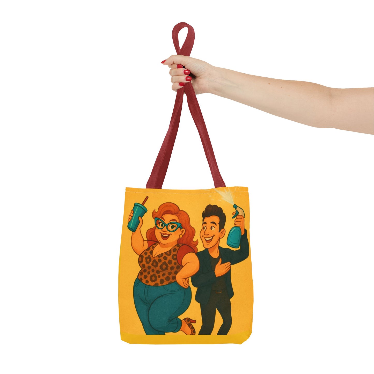 Fun Character Tote Bag, AOP, Gift for Movie Lovers, Stylish Shopping Bag, Vacation Tote, Unique Art Print Bag