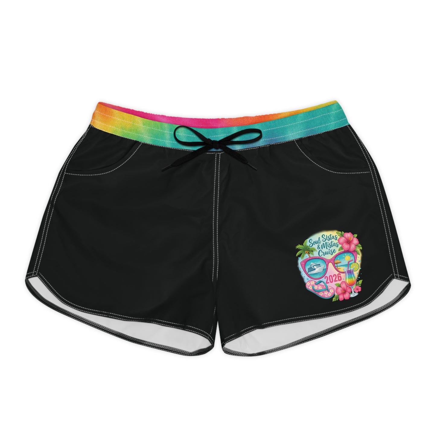 Soul Sistas and Mistas Cruise 2026 Vibrant Black Women’s Casual Shorts, Trendy Summer Shorts, Festival Wear, Beach Outfit, Comfortable Lounge Shorts