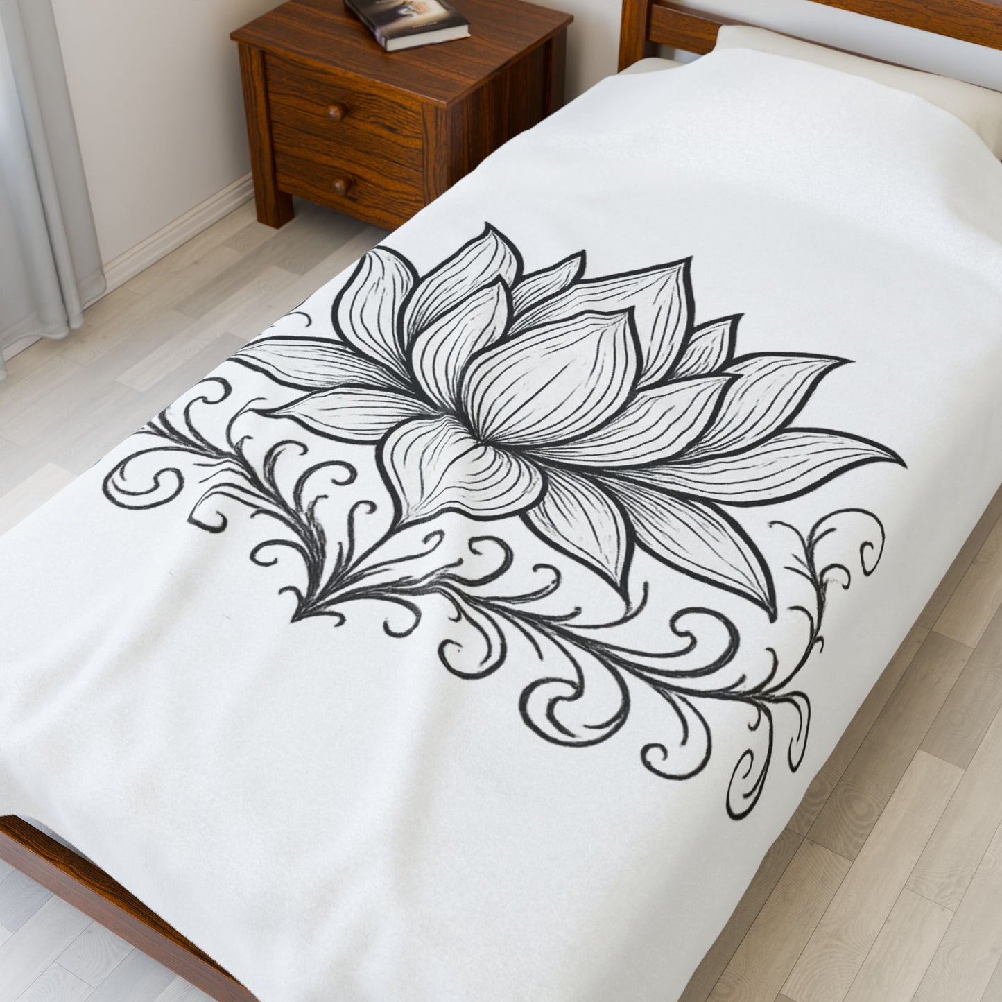Lotus Tribal Velveteen Plush Blanket