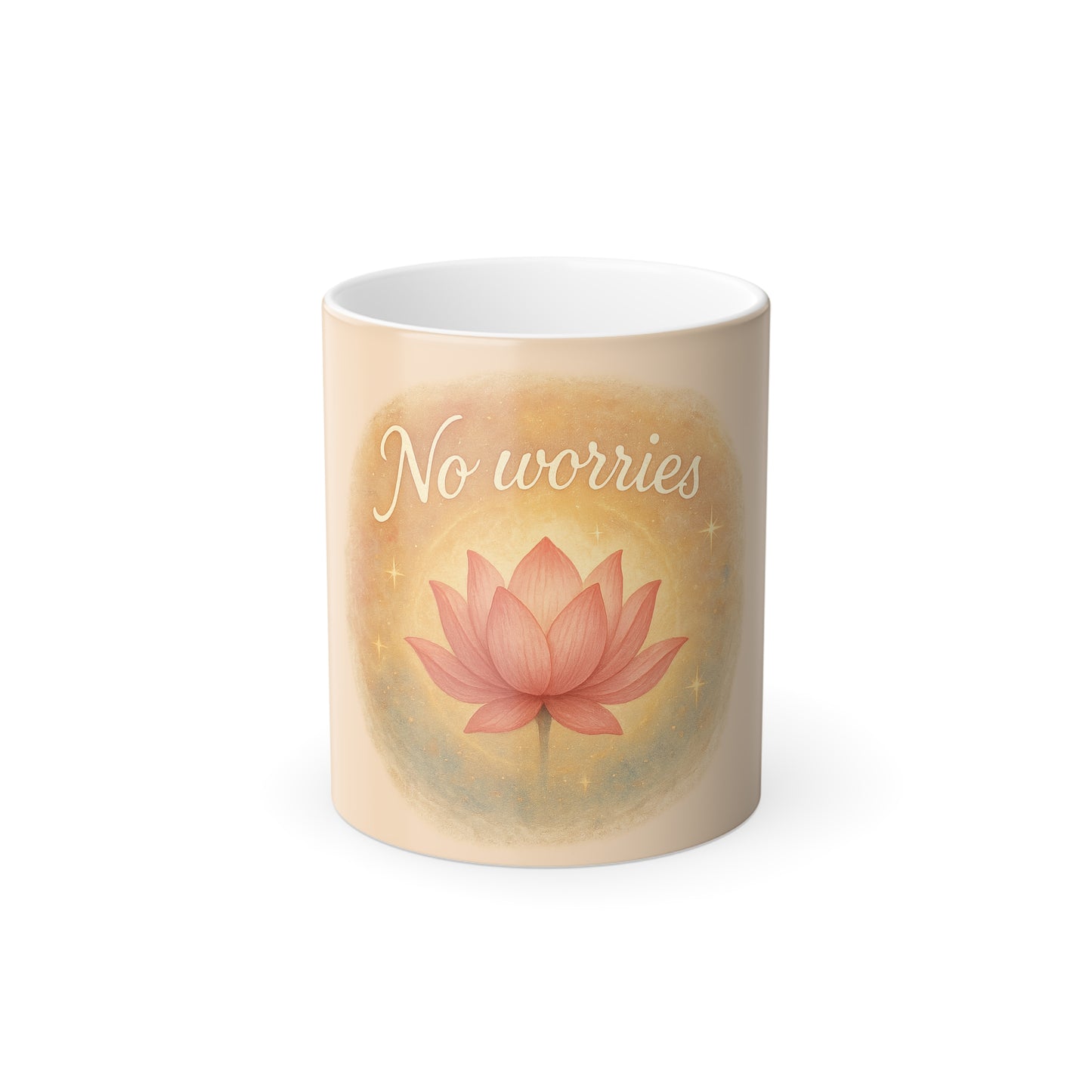 "No Worries" Femanine Color Morphing Mug, 11oz