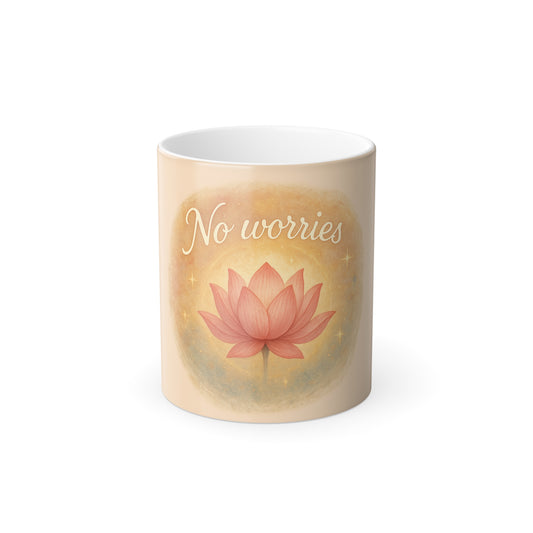 "No Worries" Femanine Color Morphing Mug, 11oz