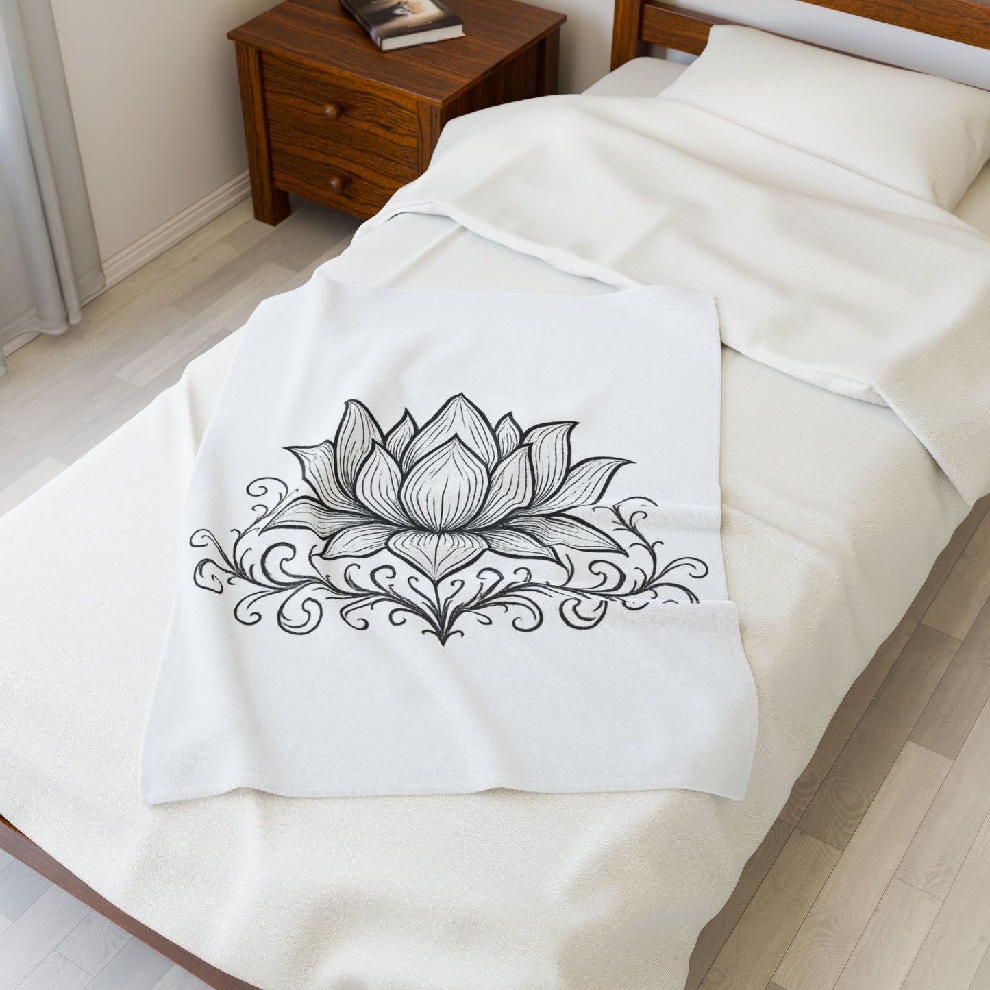 Lotus Tribal Velveteen Plush Blanket