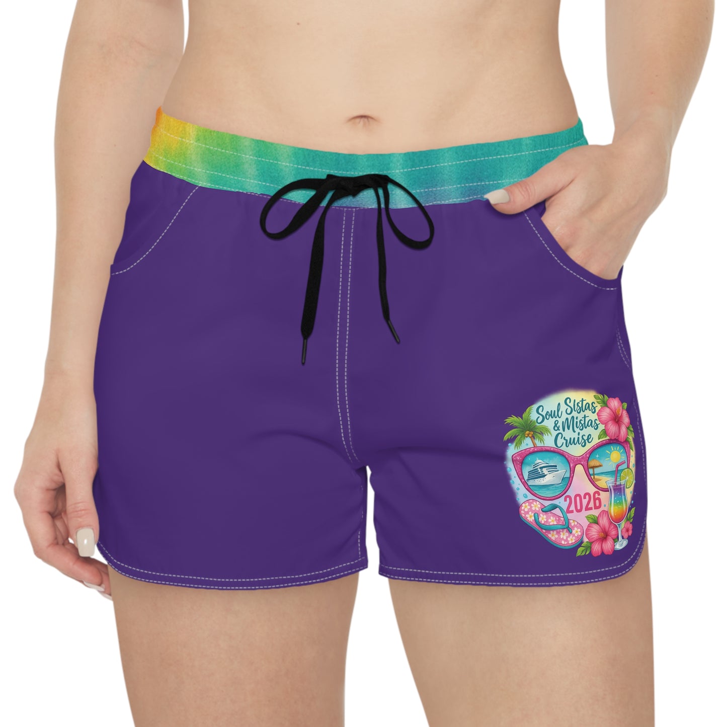 Copy of Copy of Copy of Soul Sistas and Mistas Cruise 2026 Vibrant Tie-Dye Women’s Casual Shorts, Trendy Summer Shorts, Festival Wear, Beach Outfit, Comfortable Lounge Shorts